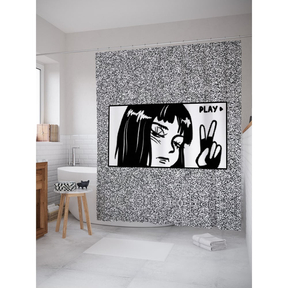 Изображение товара Фотоштора в ванную JOYARTY МУЛЬТИ 180x200 см сюжетный дизайн водоотталкивающее сатен