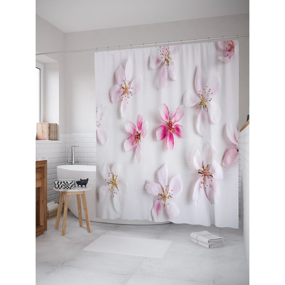 Изображение товара Фотоштора в ванную JOYARTY МУЛЬТИ 180x200 см водоотталкиваемая цветы сатен