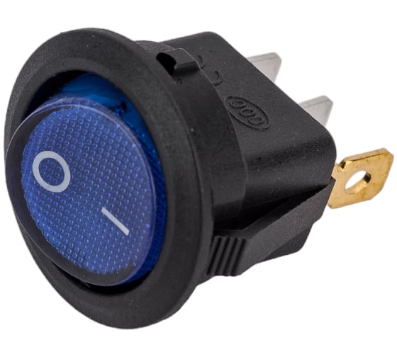 Изображение товара Круглая клавиша Nord-Yada 250V 6А синяя с подсветкой (3контакта) ON-OFF (2шт в упаковке) 905488