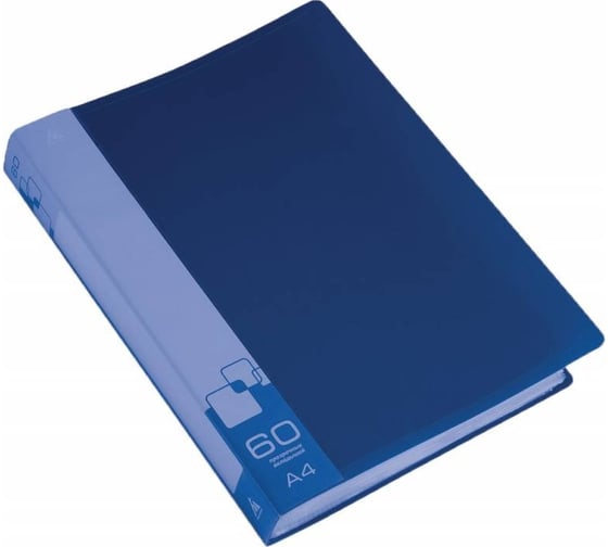 Изображение товара Папка БЮРОКРАТ BPV60BLUE с 60 прозрачными вкладками, A4, пластик, 0.7 мм, торцевой карман с бумажной вставкой, синий, 26 шт 816950