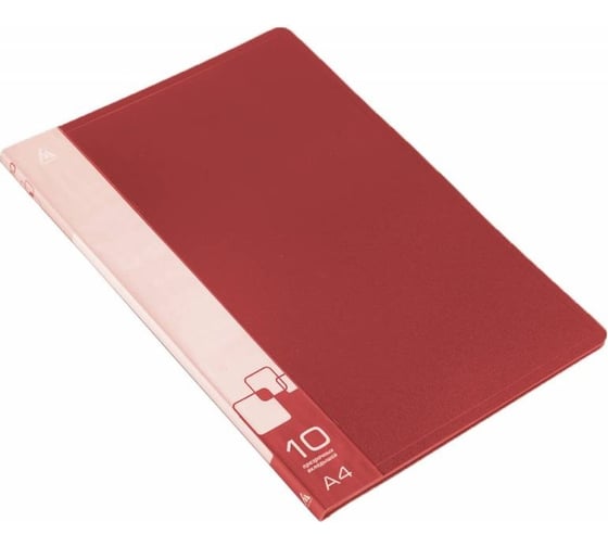 Изображение товара Папка БЮРОКРАТ BPV10RED с 10 прозрачными вкладками, A4, пластик, 0.6 мм, торцевой карман с бумажной вставкой, красный, 45 шт 816925