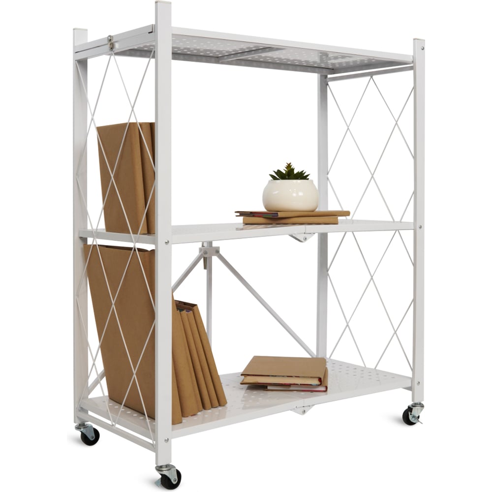 Изображение товара Металлический складной стеллаж ГЕЛЕОС Атлант-3 3 полки белый 760х400х890 мм