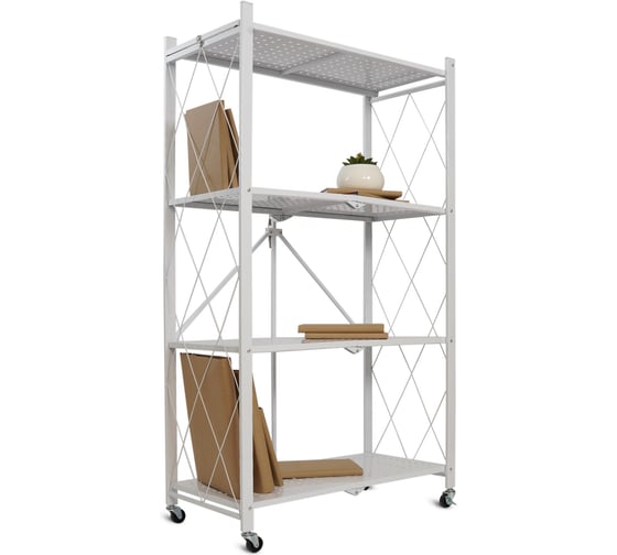 Изображение товара Металлический стеллаж ГЕЛЕОС Атлант-4, 4 полки, складной, размер 760x400x1260 мм, белый АСТ-42