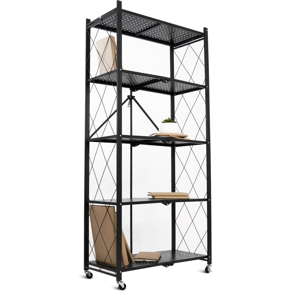 Изображение товара Металлический складной стеллаж ГЕЛЕОС Атлант-5 5 полок 730x400x1590 мм черный