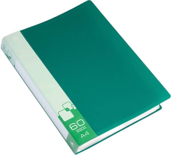 Изображение товара Папка БЮРОКРАТ с 60 прозрачными вкладками, A4 пластик, 0.7 мм, торцевой карман с бумажной вставкой, зеленый, 26 шт 816952