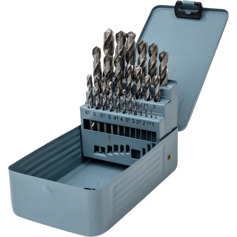 Изображение товара Набор сверл 1-13 мм 25 шт Р6М5 металл футляр