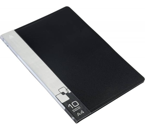 Изображение товара Папка БЮРОКРАТ с 10 прозрачными вкладками, A4, пластик, 0.6 мм, торцевой карман с бумажной вставкой, черный, 45 шт 816921