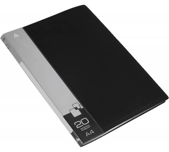 Изображение товара Папка БЮРОКРАТ с 20 прозрачными вкладками, A4, пластик, 0.6 мм, торцевой карман с бумажной вставкой, черный, 30 шт 816930