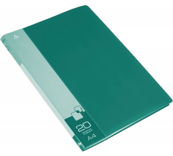 Изображение товара Папка БЮРОКРАТ с 20 прозрачными вкладками, A4, пластик, 0.6 мм, торцевой карман с бумажной вставкой, зеленый, 30 шт 816933