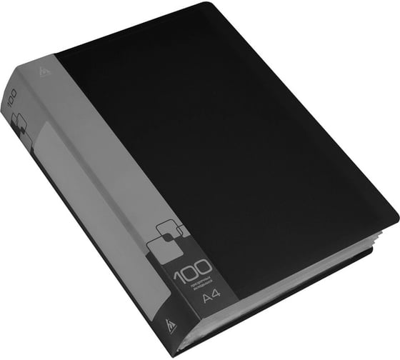 Изображение товара Папка БЮРОКРАТ с 100 прозрачными вкладками, A4, пластик, 0.8 мм, торцевой карман с бумажной вставкой, черный, 18 шт 1508791