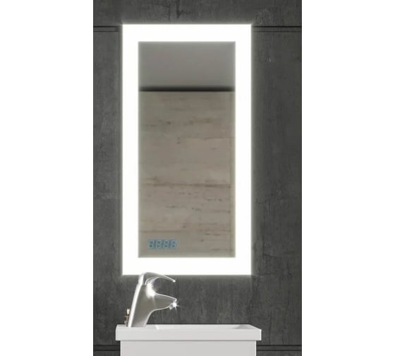 Изображение товара Зеркало Бриклаер Вега 40 подсветка на взмах руки, часы 4627125414190