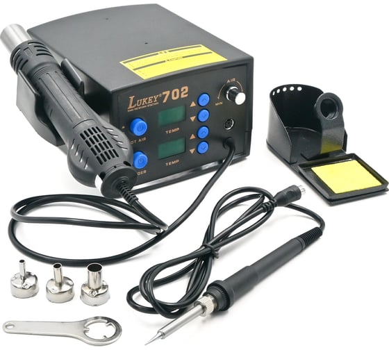 Изображение товара Цифровая паяльная станция фен+паяльник LUKEY 702 5434 М0010568