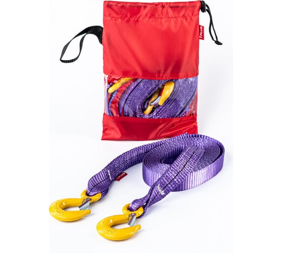 Изображение товара Буксировочный ремень Tplus 4/6 т, 4.5 м, а/м до 2 т, крюк/крюк + мешок T017810