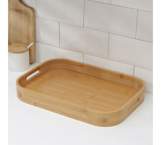 Изображение товара Поднос Доляна "Striata" бамбук 40x28x4,5 см 7061095
