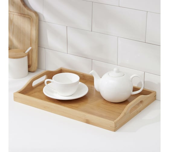 Изображение товара Поднос Доляна "Striata" бамбук 37,5x26x5 см 7061098