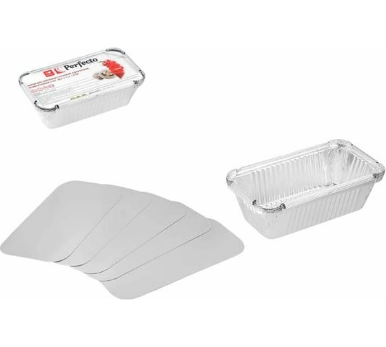 Изображение товара Алюминиевая форма для выпечки PERFECTO LINEA одноразовая, прямоугольная 20.4x11.2x6 см 5 шт 45-521116