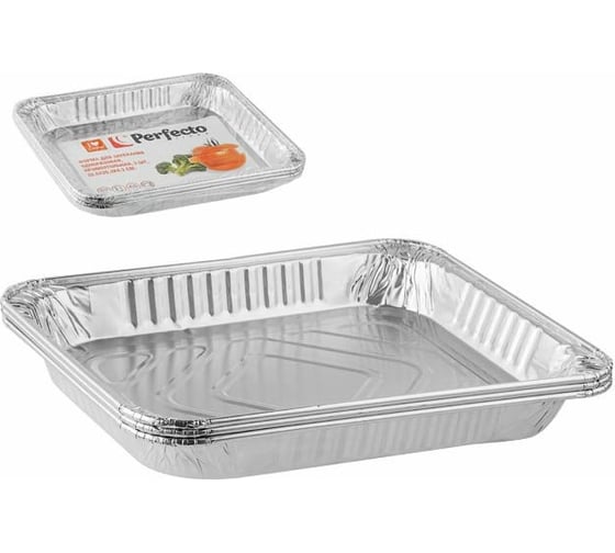 Изображение товара Алюминиевая форма для выпечки PERFECTO LINEA одноразовая, прямоугольная 32.5x26.3x4.3 см 3 шт 45-332265