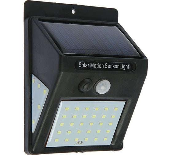 Изображение товара Уличный светильник с датчиком движения LUAZON, солнечная батарея, 8 Вт, 30+5+5 LED, черный 4604473