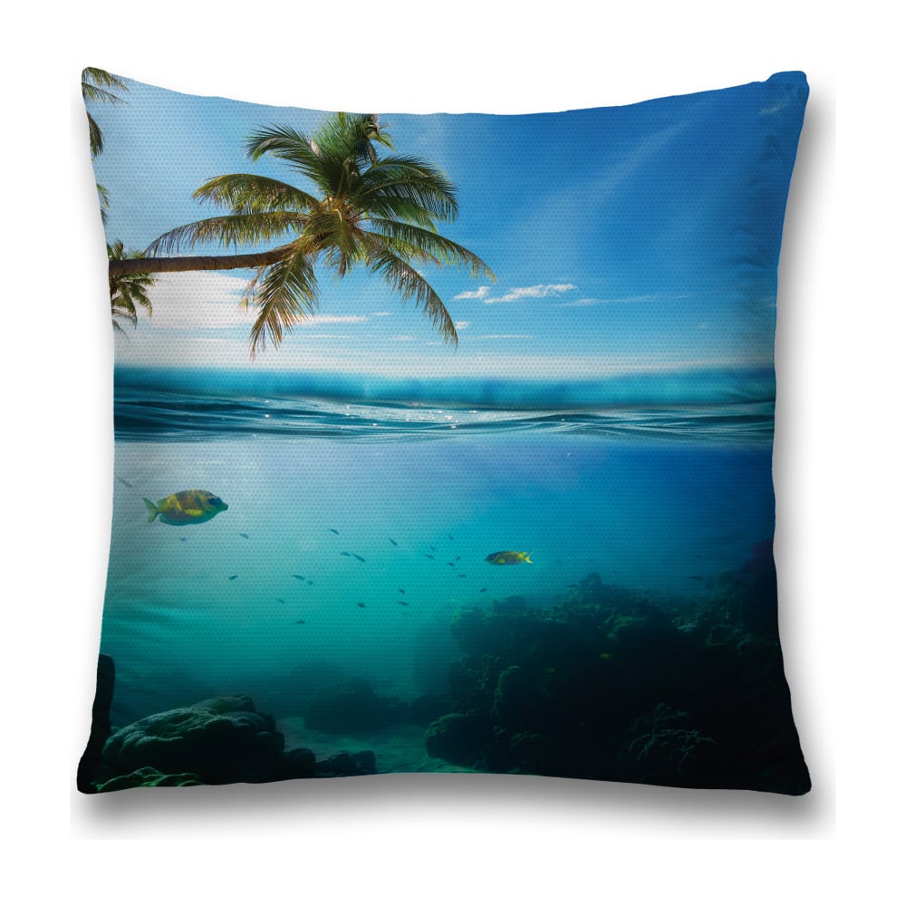 Изображение товара Декоративная наволочка JoyArty 45х45 голубой зеленый синий ткань полиэстер