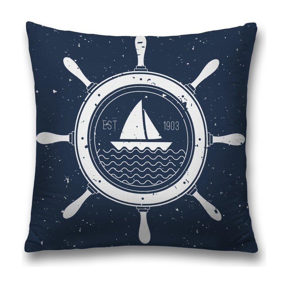 Изображение товара Декоративная наволочка JoyArty 45х45 см с застежкой-молнией, синяя и белая