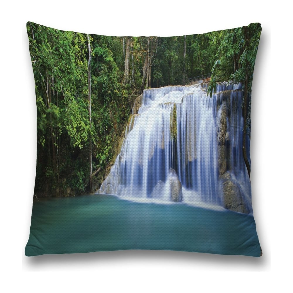 Изображение товара Декоративная наволочка JoyArty 45х45 см из полиэстера с молнией голубой, белой и зеленой