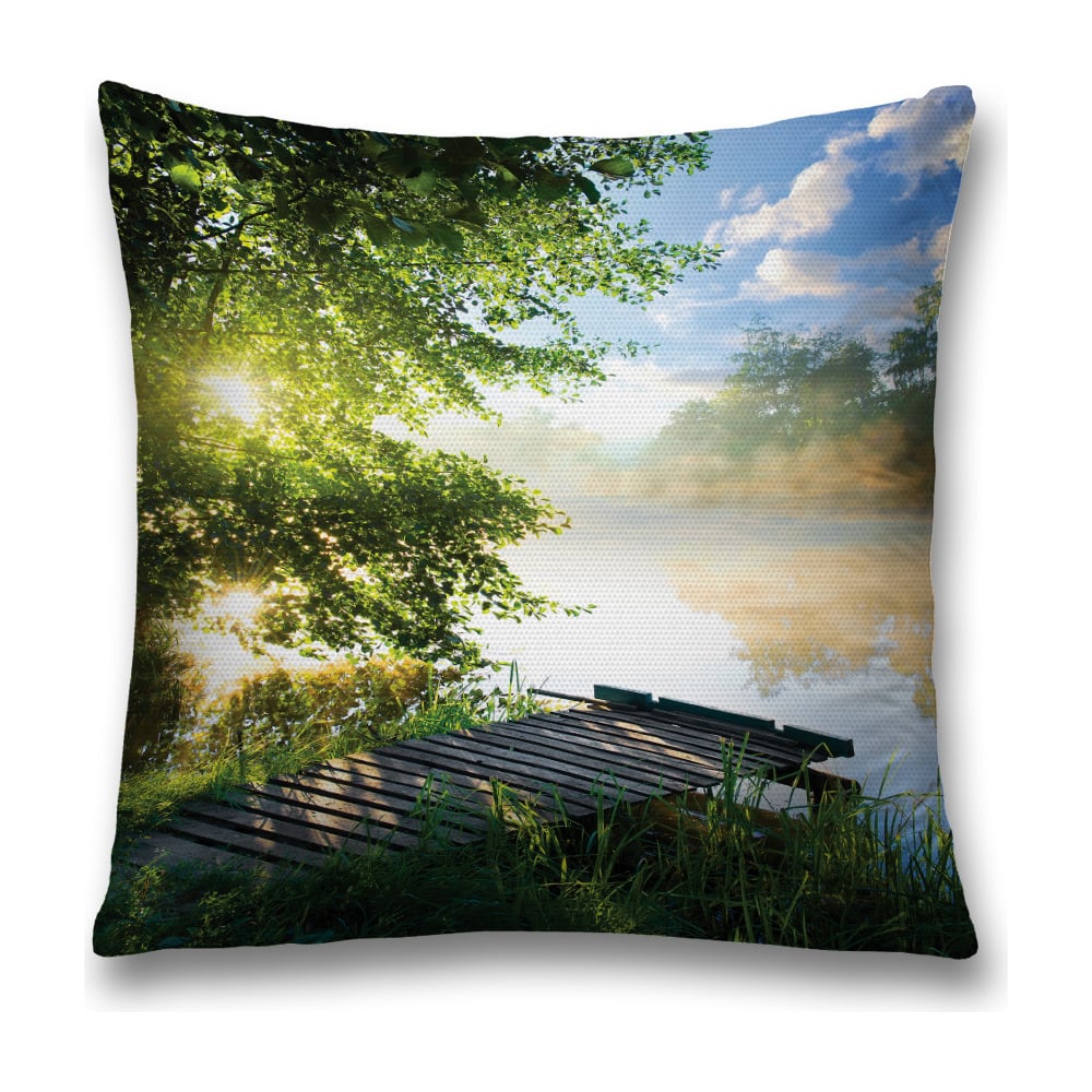 Изображение товара Декоративная наволочка JoyArty 45х45 см, зеленый и голубой полиэстер, молния