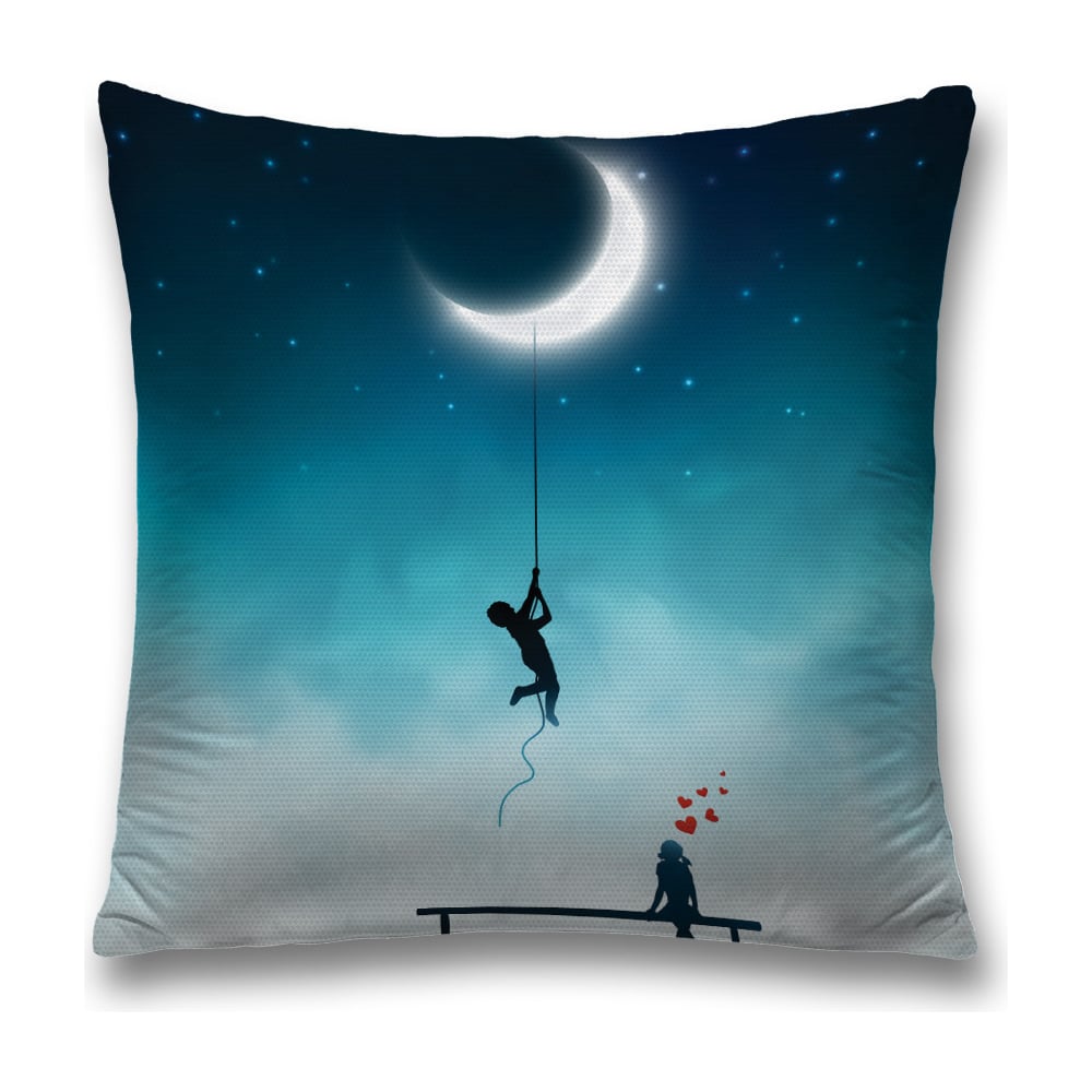 Изображение товара Декоративная наволочка JoyArty sl_12927 45х45 см из полиэстера бирюзовая с синей и серой расцветкой