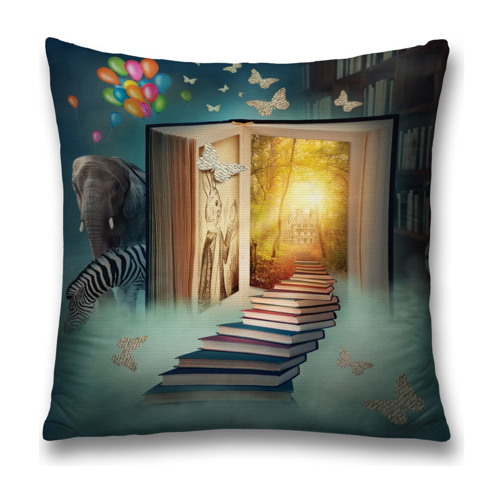 Изображение товара Декоративная наволочка JoyArty 45х45 см бирюзовая желтая серая