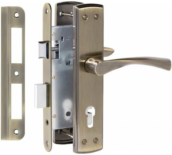 Изображение товара Врезной замок VETTORE 7255-4 AB в комплекте с ручкой, бронза 20283