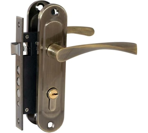 Изображение товара Врезной замок VETTORE 1023 AB m60Z в комплекте с ручкой и цилиндром, бронза 20288