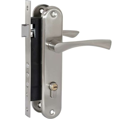 Изображение товара Врезной замок VETTORE 2223 SN m70Z в комплекте с ручкой и цилиндром, сатин 20287