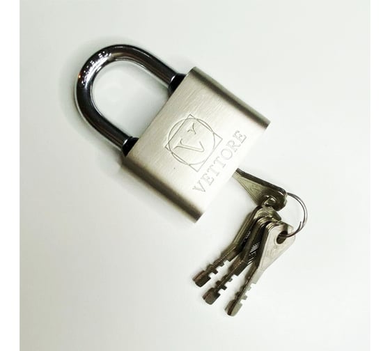 Изображение товара Навесной замок VETTORE TL-BZ 4-030, сталь, закругленной формы, 3 ключа, SN сатин 20293