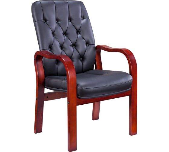 Изображение товара Кресло EVERPROF Monaco Wood CF экокожа, черный EP-082 W PU Black CF