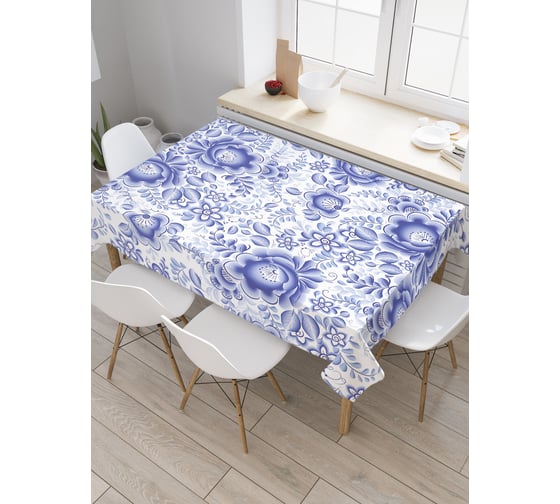 Изображение товара Прямоугольная скатерть JOYARTY Винтажная гжель из сатена tc_140994_120x145