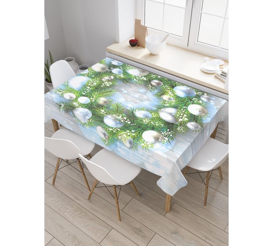 Изображение товара Прямоугольная скатерть JOYARTY Венок украшенный шарами из сатена tc_21487_120x145