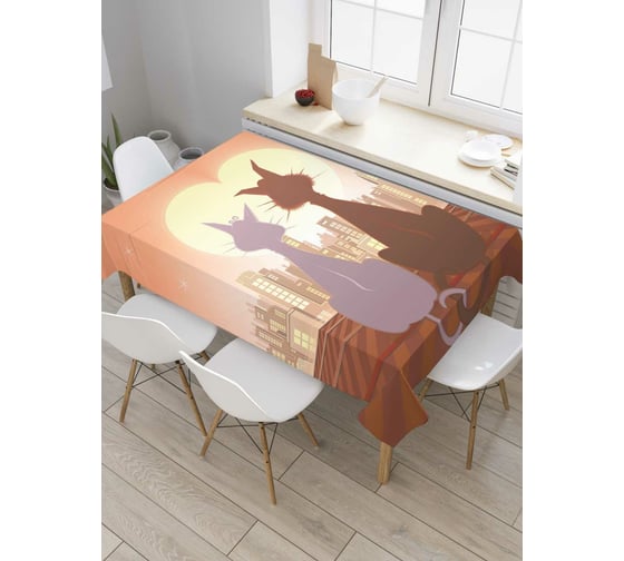 Изображение товара Прямоугольная скатерть JOYARTY Влюбленность у котов из сатена tc_4860_120x145