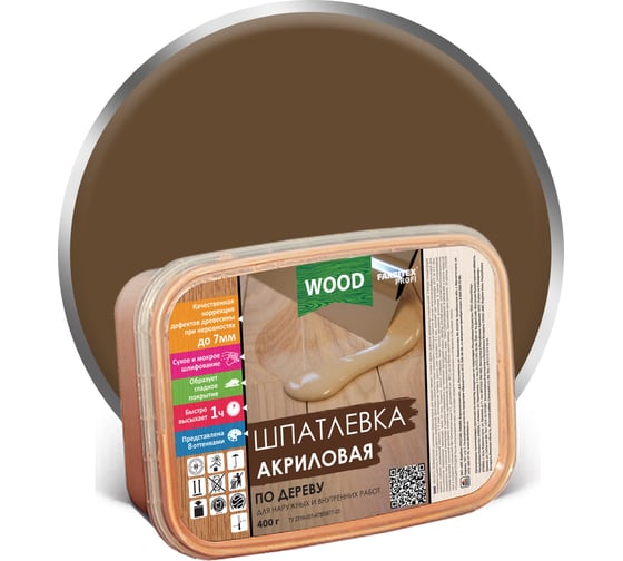 Изображение товара Акриловая шпатлевка по дереву FARBITEX (орех; 0.8 кг; 0.5 л) 4300006051