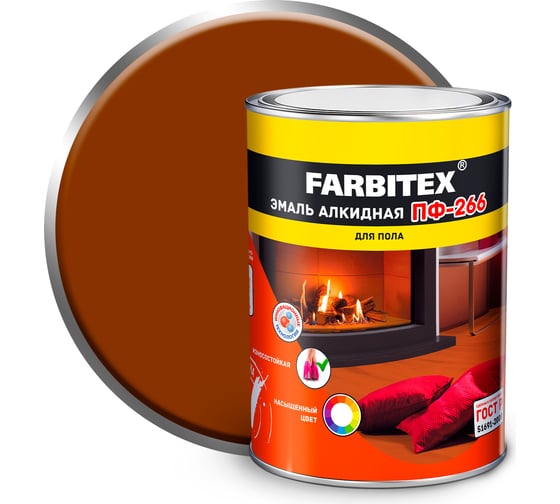 Изображение товара Алкидная эмаль FARBITEX ПФ-266 (желто-коричневый; 0.8 кг) 4300005986
