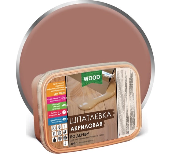 Изображение товара Акриловая шпатлевка по дереву FARBITEX (махагон; 0.8 кг; 0.5 л) 4300006018