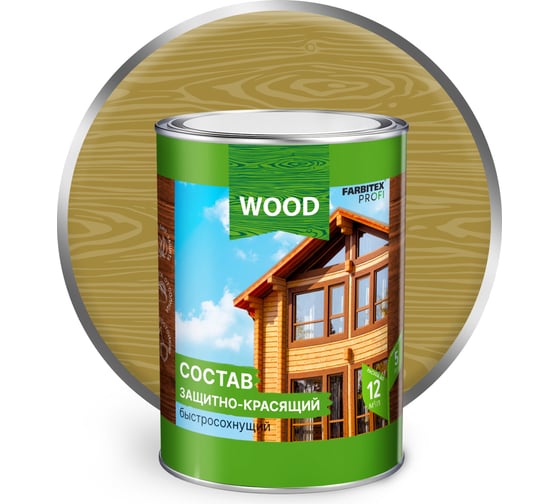 Изображение товара Защитно-красящий состав для древесины FARBITEX (быстросохнущий; дуб; 0.75 л) 4300008475