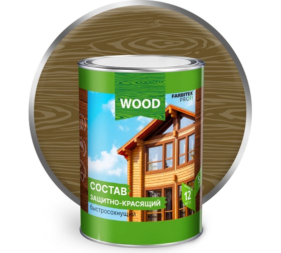 Изображение товара Защитно-красящий состав для древесины FARBITEX (быстросохнущий; орех; 0.75 л) 4300008471