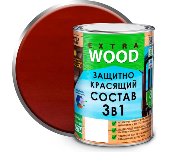 Изображение товара Защитно-красящий состав 3в1 FARBITEX EXTRA (рябина; 0.8 л) 4300007394