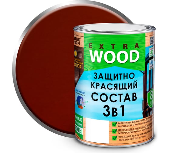 Изображение товара Защитно-красящий состав 3в1 FARBITEX EXTRA (красное дерево; 0.8 л) 4300007395