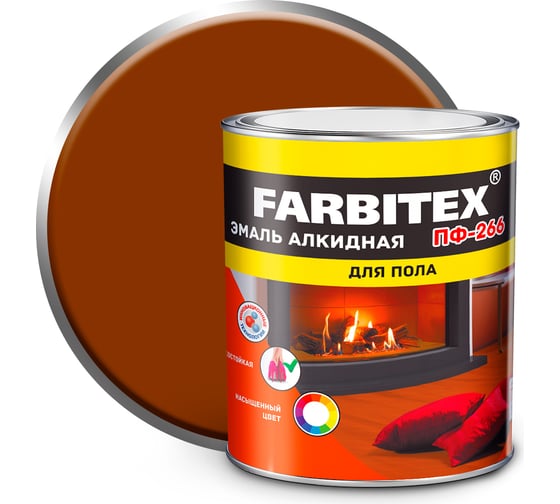 Изображение товара Алкидная эмаль FARBITEX ПФ-266 (желто-коричневый; 2.7 кг) 4300001616