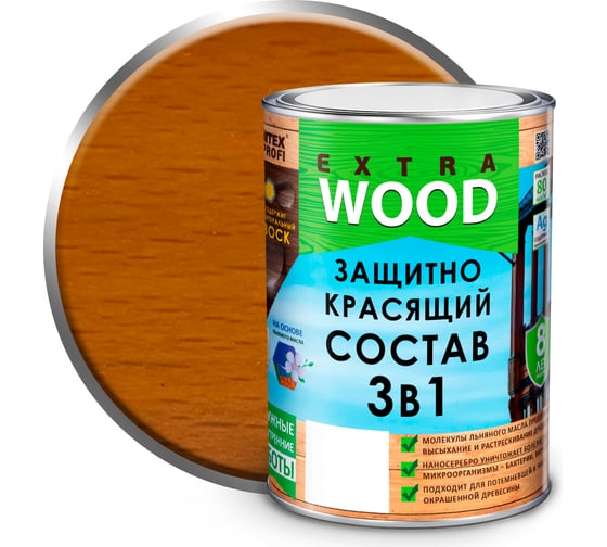 Изображение товара Защитно-красящий состав 3в1 FARBITEX EXTRA (калужница; 0.8 л) 4300007393