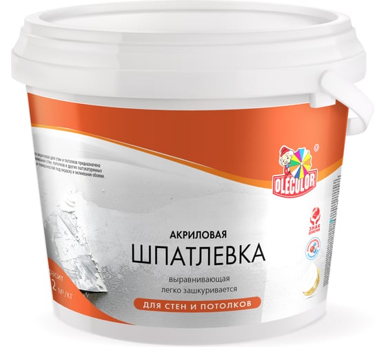 Изображение товара Акриловая шпатлевка для стен и потолков OLECOLOR 9 кг 4300000138