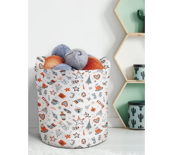Изображение товара Большая текстильная корзина для хранения вещей и игрушек JOYARTY Рождественские варежки с ручками planta_131212_7