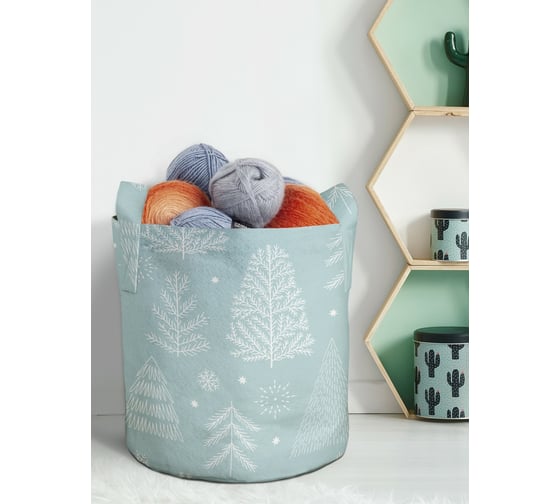 Изображение товара Текстильная корзина для хранения вещей и игрушек JOYARTY Зимние ели 19 литров planta_182114_5