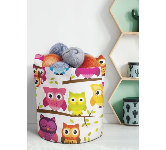 Изображение товара Большая текстильная корзина для хранения вещей и игрушек JOYARTY Совиное представление с ручками planta_10816_7