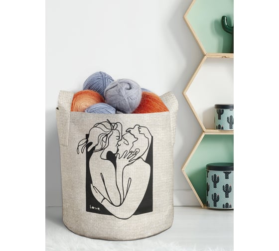 Изображение товара Мягкая текстильная корзина для хранения вещей и игрушек JOYARTY Страстная любовь с ручками 19 planta_385282_5